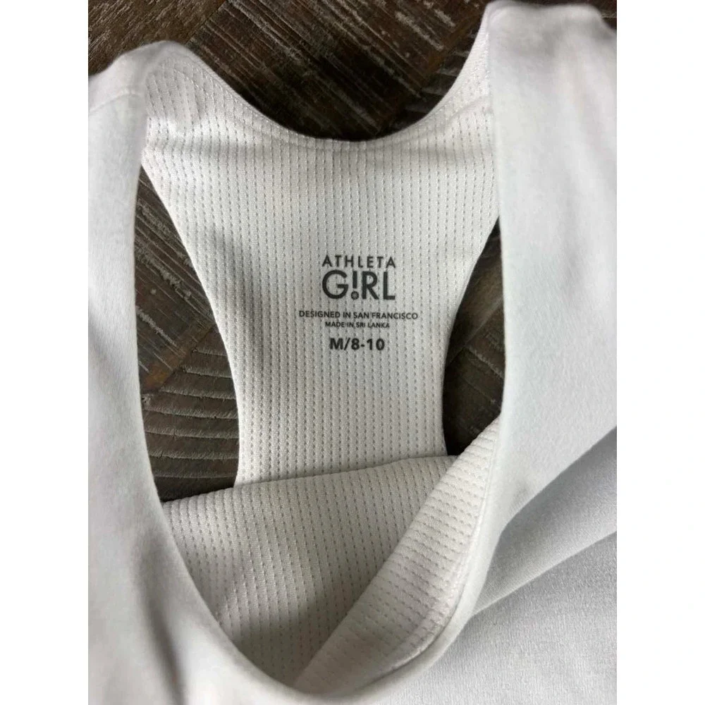 Athleta Girl White Racerback Tank Top Crop Top Kids Size M 8-10